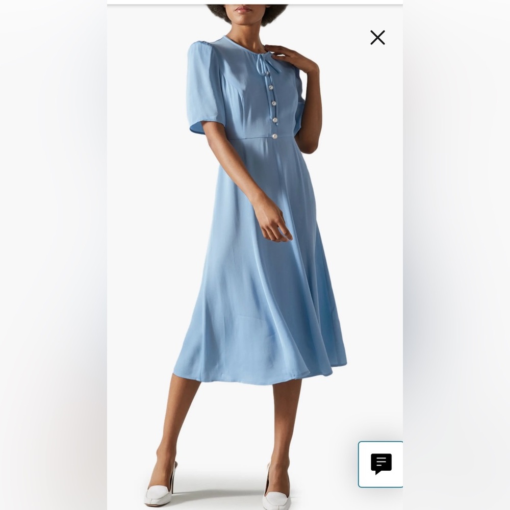 LK Bennett Light Blue Midi Dress with Button Detail